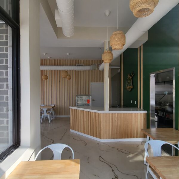 Completed Canadian commercial construction interior with custom millwork